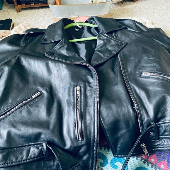 Quince Jackets & Coats Quince Black Leather Moto Jacket With Tags